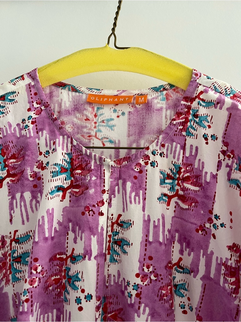 Oliphant Purple & Teal Printed V-Neck Dress
